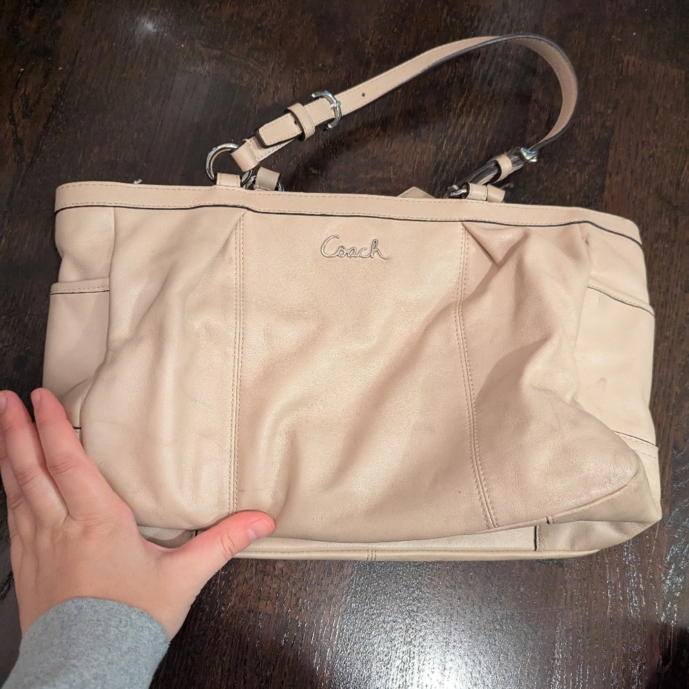 Coach Cream Leather Tote Bag